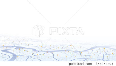 Minimalist light city map with yellow pointers. Vector illustration. Minimalist light city map with yellow pointers. Vector illustration. 138232293