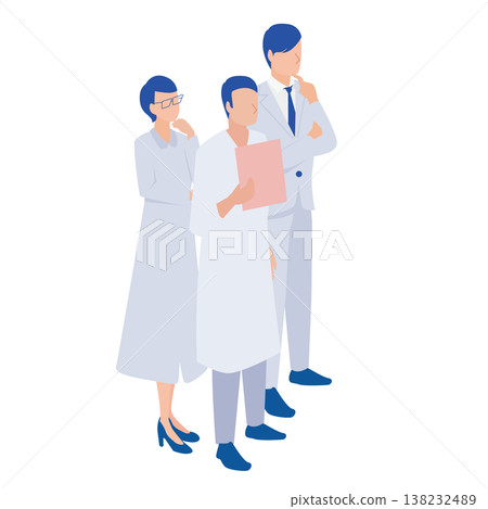 醫療團隊正在審閱文件的示意圖。 138232489