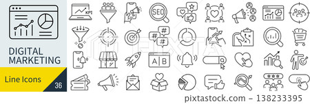 Digital marketing icon set Digital marketing icon set 138233395