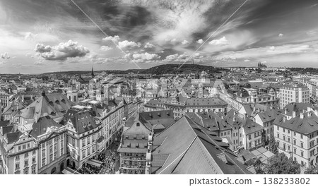 Panoramic view of Prague's rooftops, Czech Republic 138233802