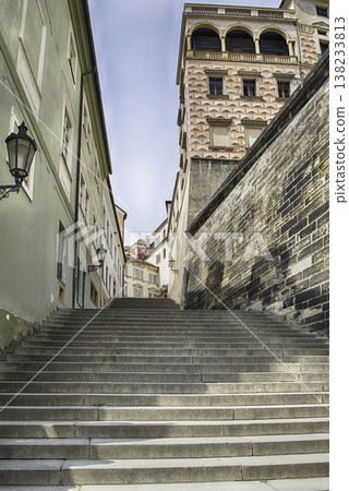 Climbing the old town stairs in Prague, Czech Republic Climbing the old town stairs in Prague, Czech Republic 138233813