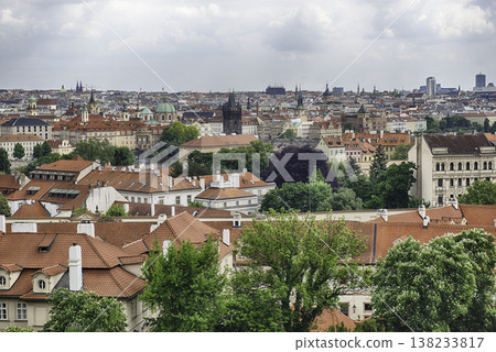 Panoramic view of Prague's rooftops, Czech Republic Panoramic view of Prague's rooftops, Czech Republic 138233817