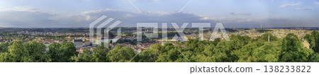 Panoramic view of Prague with Vltava river from Petrin hill Panoramic view of Prague with Vltava river from Petrin hill 138233822
