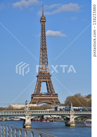 The Eiffel Tower as seen from the Seine River near Pont Grenelle, Paris, March 15, 2026. 138233860