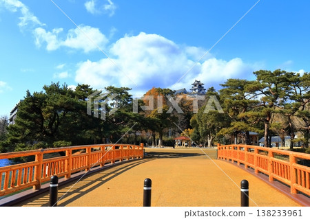 [Kochi Prefecture] Kochi Castle (still standing castle tower) seen from the outer moat in winter 138233961