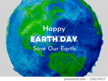 Save Our Earth watercolor illustration with blue and green planet Save Our Earth watercolor illustration with blue and green planet 138234017