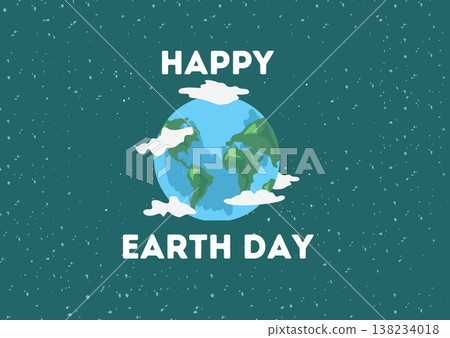 Happy Earth Day illustration with planet and clouds in starry sky Happy Earth Day illustration with planet and clouds in starry sky 138234018