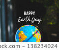 Happy Earth Day banner with realistic globe and dark background Happy Earth Day banner with realistic globe and dark background 138234024