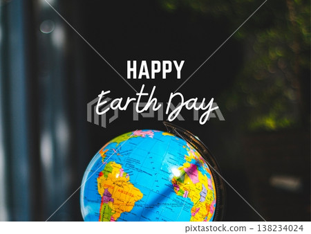 Happy Earth Day banner with realistic globe and dark background 138234024