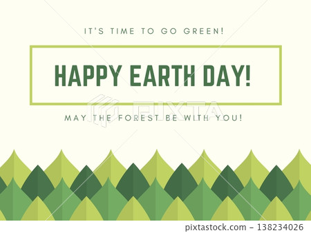 Happy Earth Day card with abstract forest and green geometric shapes 138234026