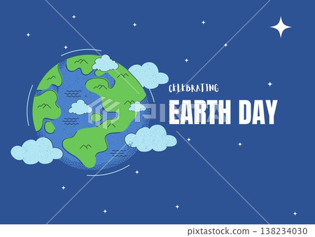 Celebrating Earth Day illustration with blue globe and star elements 138234030