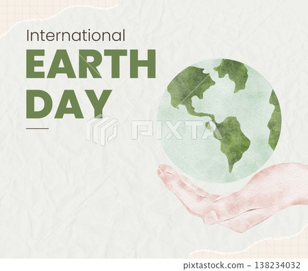 Watercolor International Earth Day with hand supporting the globe 138234032