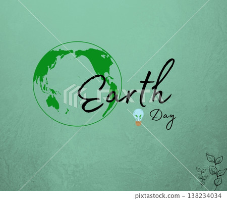 Earth Day concept with green globe and decorative leaves background Earth Day concept with green globe and decorative leaves background 138234034