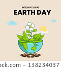 International Earth Day post with green plant inside a bowl globe International Earth Day post with green plant inside a bowl globe 138234037