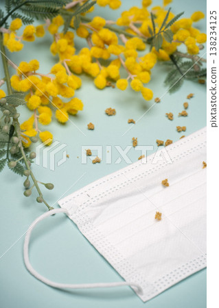含羞草花和白色面具,代表花粉。 含羞草花和白色面具,代表花粉。 138234125