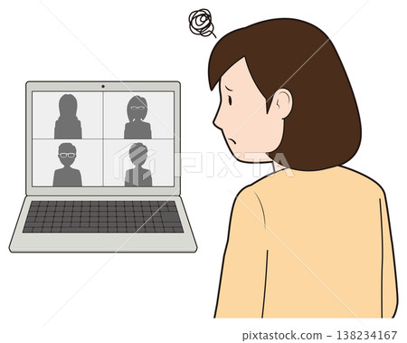 難以使用網路會議的女性 138234167