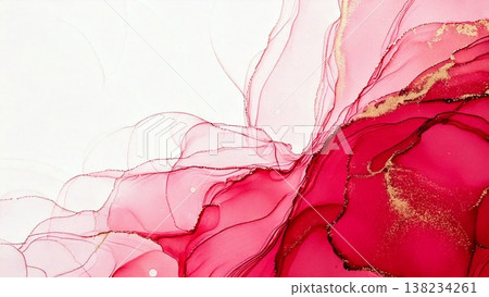 高品質、輕薄酒精墨水藝術、紅色、邊距、16:9 尺寸、AI 生成素材 138234261