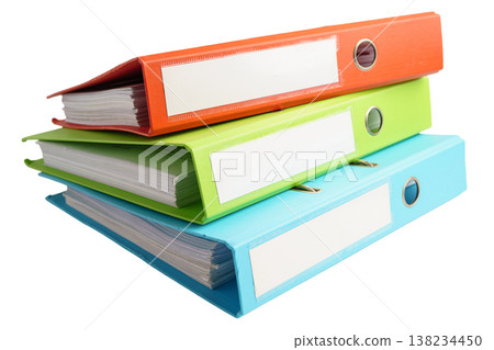 Stack of binder in business office on white background. Stack of binder in business office on white background. 138234450