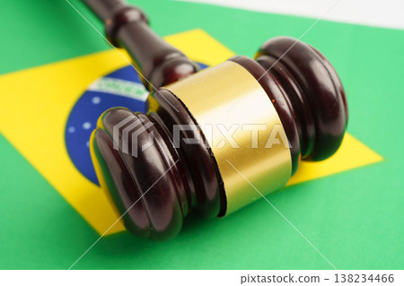 Brazil flag with black stethoscope, Business and finance concept. Brazil flag with black stethoscope, Business and finance concept. 138234466