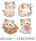 cute cat emoji doodle marker style 138234481