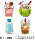 beverage drink collection in doodle marker style 138234483
