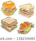 various sandwich handdrawn doodle marker style 138234485