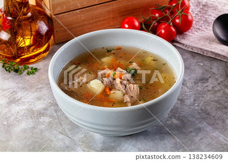 Chicken homemade soup with potato Chicken homemade soup with potato 138234609
