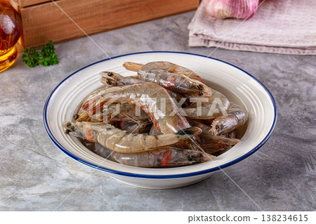 Raw fresh tiger prawn in the bowl Raw fresh tiger prawn in the bowl 138234615