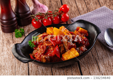 Stew Hungarian goulash with beef and vegetables Stew Hungarian goulash with beef and vegetables 138234640