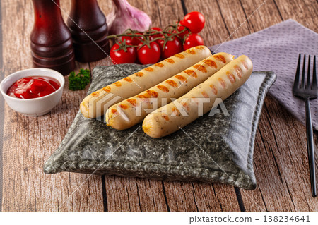 Grilled Bavarian white veal sausages Grilled Bavarian white veal sausages 138234641