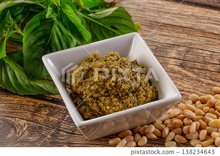 Italian Pesto sauce with basil Italian Pesto sauce with basil 138234643