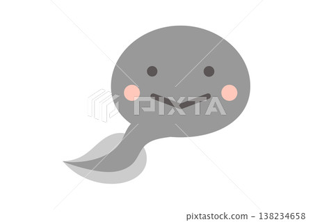 A cute tadpole vector illustration drawn in pastel colors. 138234658