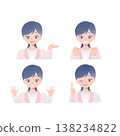 插畫素材：身著職業套裝的女性，4 種不同的姿勢和表情。 138234822
