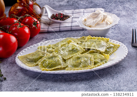 Italian dumplings ravioli with spinach Italian dumplings ravioli with spinach 138234911