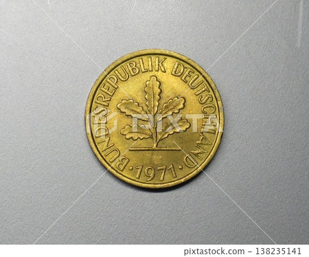 A 5 pfennig coin issued in Germany in 1971. A 5 pfennig coin issued in Germany in 1971. 138235141
