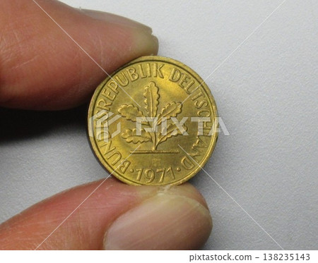 A 5 pfennig coin issued in Germany in 1971. 138235143