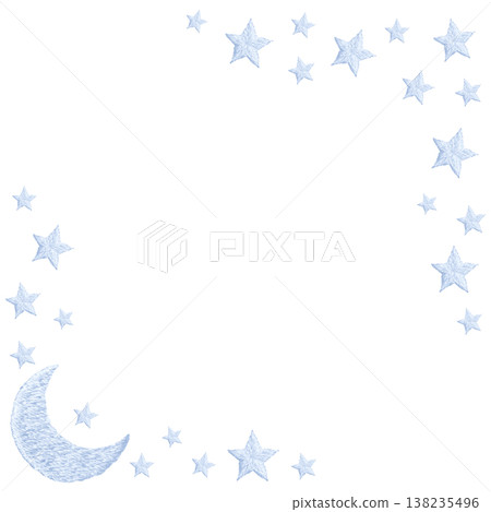 [Pastel Pop Star and Moon Frame] Hand Embroidery Illustration Material 138235496