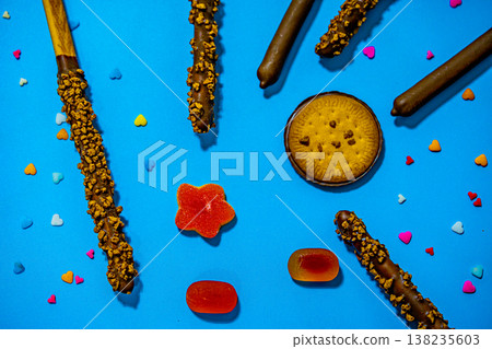 Dropped in chocolate a stick cookie Pepero. November 11th is Pepero Day in Korea 138235603
