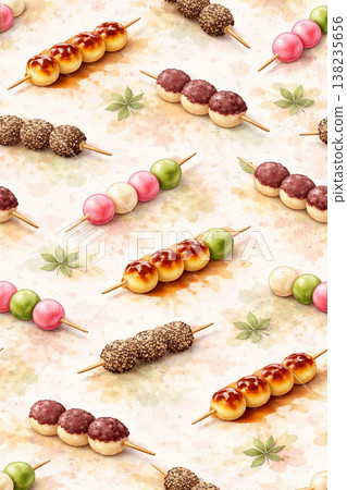 團子系列：柔和的團子圖案，背景模糊 138235656