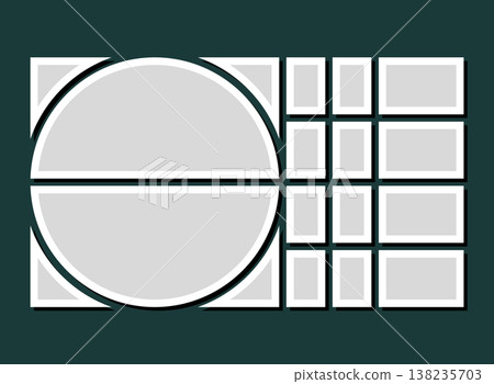 Template collage of fourteen frames, images, photo Template collage of fourteen frames, images, photo 138235703