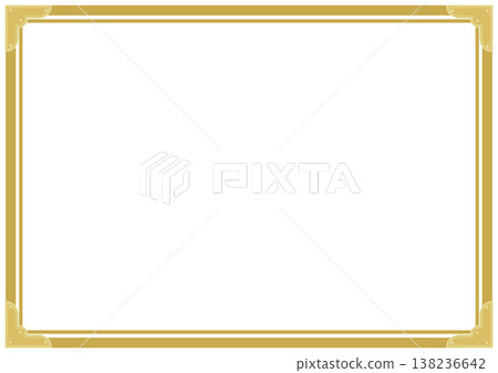 A certificate frame background with a luxurious gold decorative border and corner ornaments. A certificate frame background with a luxurious gold decorative border and corner ornaments. 138236642