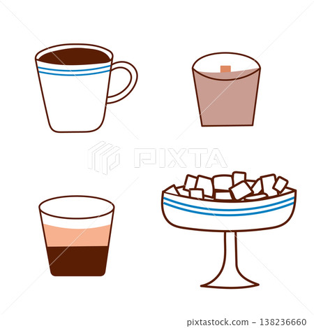 Coffee set with espresso cup, glass and sugar bowl Coffee set with espresso cup, glass and sugar bowl 138236660