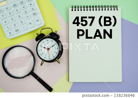 457 Plan text with calculator, alarm clock and magnifying glass 138236846