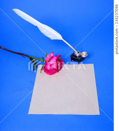 Quill, Ink well  and flower 138237086