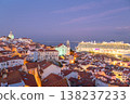 Alfama Oldest Neighborhood and Cruise Ship at Night. Lisbon, Portugal 138237233