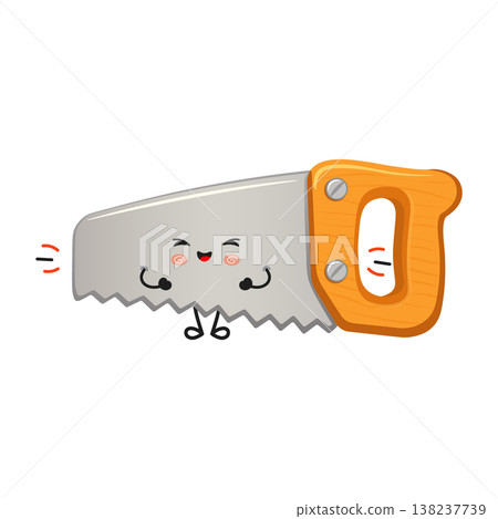 Hand saw cartoon character smiling and working 138237739
