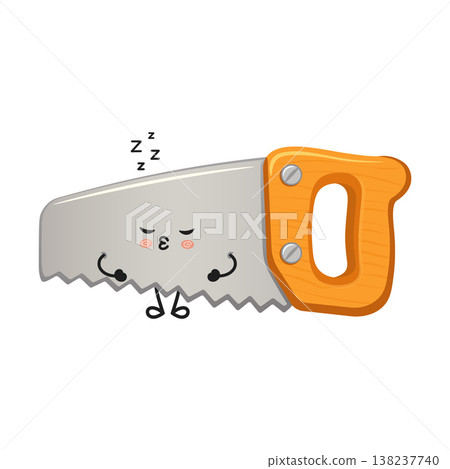 Sleeping cartoon saw character resting and snoring Sleeping cartoon saw character resting and snoring 138237740