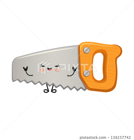 Hand saw kawaii character cartoon illustration 138237742