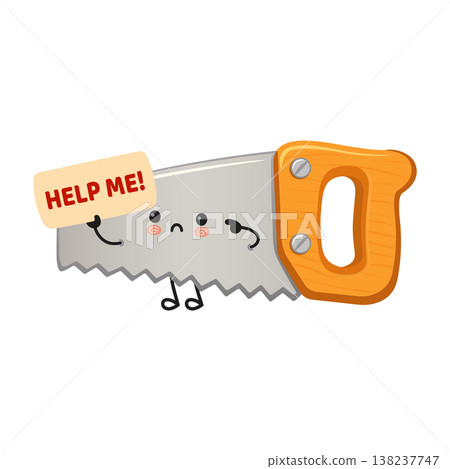 Character saw holding help me sign needing assistance 138237747