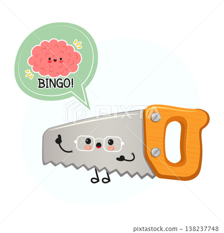 Cute saw cartoon character having an idea Cute saw cartoon character having an idea 138237748